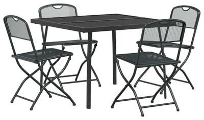 Image de Ensemble de mobilier de jardin vidaXL, 5 pièces, anthracite, fer et acier