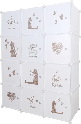 Obrázok produktu pre Kondela Detská modulárna skriňa Kitaro - biela / hnedý vzor