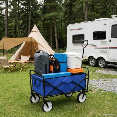 Produktbild von vidaXL Klappbarer Handwagen Stahl Blau