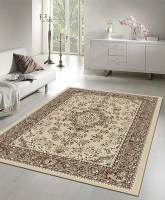 Produktbild von Unyqoos® Nain Klassik Medaillon – niedrigfloriger Orientteppich Vintage, creme, 160 x 230 cm, Polypropylen,  100