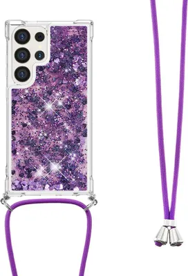 Produktbild von Samsung Galaxy S25 Ultra Hülle - Coverup Liquid Glitzer Back Cover mit Handykette - Violett
