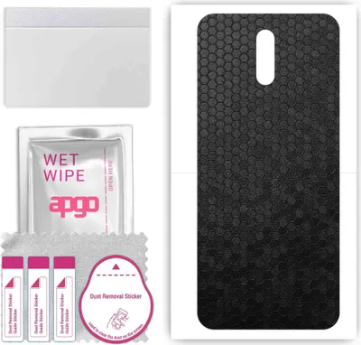 Produktbild von apgo Rückseite Schutzfolie, Skin, kompatibel mit Nokia 2.3, Hinten Displayschutzfolie aus Vinylfolie, kratzfest, einfache Montage - Schwarze Honigwabe