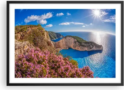 Produktbild von Gerahmtes Poster - Schwarzer Rahmen - Meer Sommer Blume - 70x50 cm - Wand Bild - Wanddeko - Wandbilder - Kunstposter - Wandposter - Bilderrahmen - Bilder - Kunstdruck - Wandbild - P2BAA70x50-3741