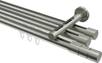 Produktbild von Interdeco Innenlaufstange / Gardinenstange mit Innenlauf Edelstahl-Optik, Typ Siteno Elanto (Rillenzylinder), 20 mm Ø 3-läufig, 200 cm