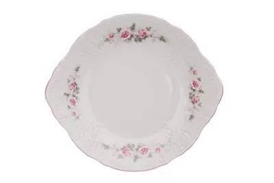 Image de Thun 1794 Assiette à tarte, porcelaine tchèque, Bernadotte, 27 cm, rose, rayure rose, Thun
