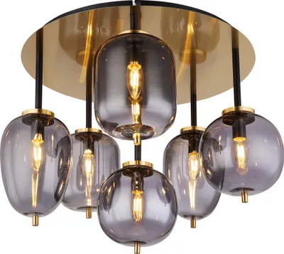 Produktbild von Globo Lighting Deckenleuchte Metall messingfarben matt, 6x E14