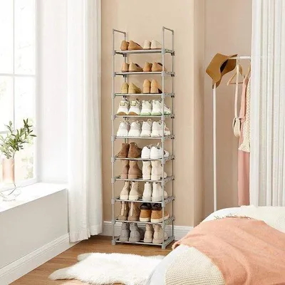 Produktbild von Famanu Schuhregal mit 10 Ablagen - grau, 45 x 30 x 174 cm