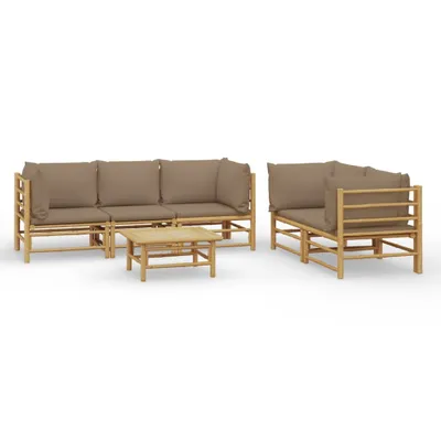 Obrázek produktu pro vidaXL 6dílná zahradní lounge souprava s polštáři Taupe Bamboo