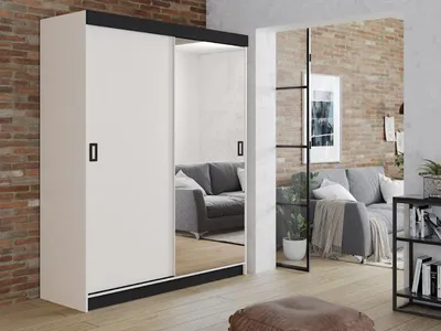 Produktbild von Retro Kleiderschrank 167 cm – Front in Weiß. Variante: Farbe Weiß, Größe 167x205x59