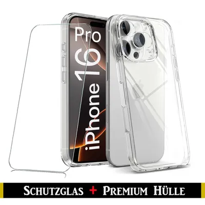 Produktbild von Für iPhone 16 Pro ( 6.3" ) Transparent Silikon Handy Schutz Hülle + 9H Panzerglas HD Schutzglas