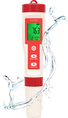 Image de Testeur multifonctionnel 5 en 1 pour la qualité de l'eau : chlore, pH, ORP, H2, température. Testeur multifonctionnel pour aquariums d'eau douce, aquaculture, piscines.
