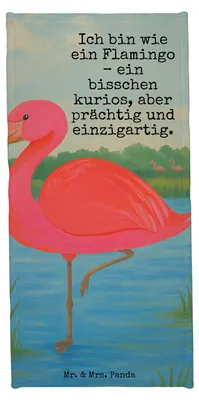Produktbild von Mr. & Mrs. Panda Badelaken Flamingo Classic Design - Weiß - Geschenk, Strandlaken, Strandtuch, Prächtig, sporthandtuch, Rosa, Stolz, Handtuch, Badehandtuch, Duschhandtuch