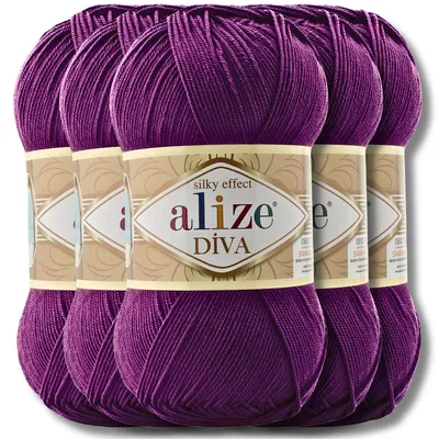 Obrázok produktu pre Alize 5x 100 g vlna Diva, jednofarebná, na háčkovanie, pletenie (297)