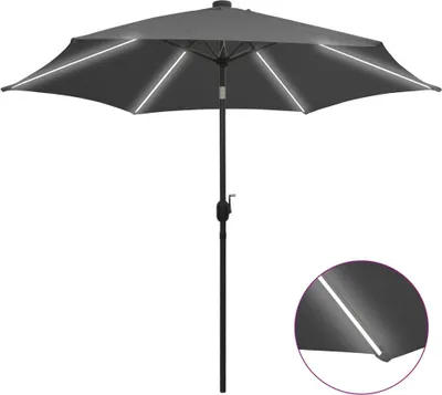 Produktbild von HOMMIE© Perfekt & UV-beständig ,Sonnenschirm mit LED-Leuchten & Aluminium-Mast 300 cm Anthrazit