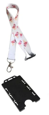 Produktbild von Schlüsselband, 20 mm, mit Sicherheitsverschluss und passender Kartenhülle Flamingo