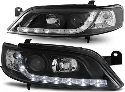 Produktbild von Scheinwerfer LED Tagfahrlicht Optik passend für Opel Vectra B Facelift Bj. 99-02 Schwarz