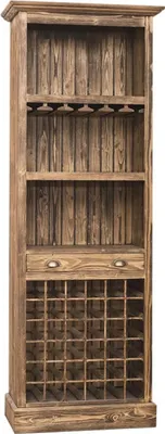 Zdjęcie produktu dla Casa Padrino szafka na wino w stylu rustykalnym brązowa 78 x 41 x h. 210 cm - Szafka barowa z litego drewna - Meble barowe w stylu rustykalnym