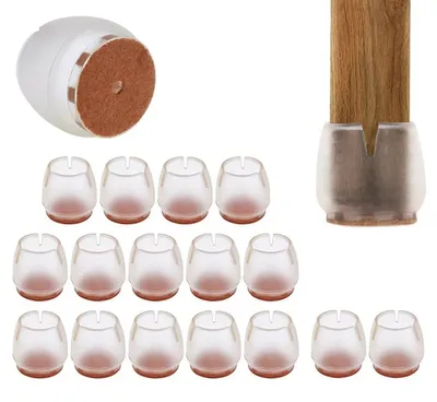 Produktbild von Silikon Stuhlbeinkappen Möbelgleiter Filz 16 Stück 17 22 mm Bodenschutz für Stuhl Tisch Möbel transparent rutschfest