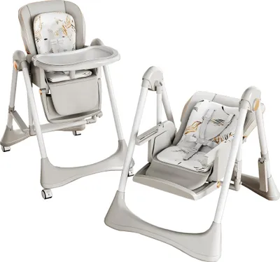 Image de Chaise haute multifonctionnelle pour bébé, Design confortable, Portable et pliable, GRIS
