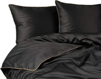 Image de Detexpol Satin linge de lit 160x200 noir avec garniture Mako Satin 62