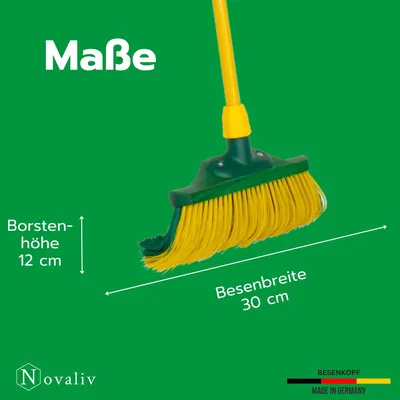 Obrázok produktu pre Novaliv sada metiel 30 cm drevo s teleskopickou rukoväťou zahnuté štetiny so zametacou súpravou záhradná metla pouličná metla zametacia metla (metla + lopatka na prach sada metla ručná kefa, 30 cm)