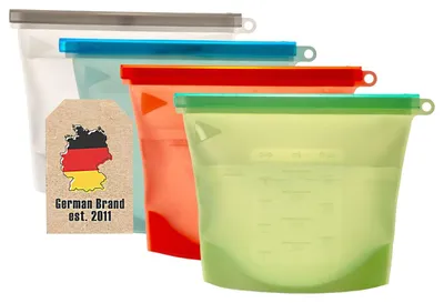 4er-Set Silikon-Vorratsbeutel, 1 L, 23x17,5 cm, wiederverwendbar