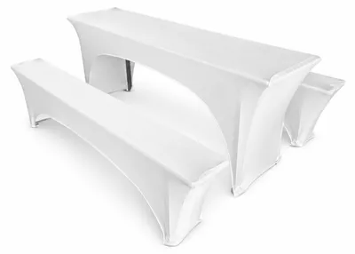 Obrázok produktu pre Strečová sada poťahov na pivný set 220x50 cm – stôl + 2 lavice, elastická, nekrčivá - Biela