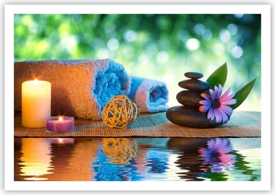Produktbild von Poster - Poster ohne Rahmen - Natur Entspannung Spa Kerzen - 100x70 cm - Wand Bild - Wanddeko - Wandbilder - Kunstposter - Wandposter - Bilder - Kunstdruck - Wandbild - P2XAA100x70-2554