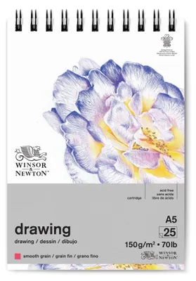 Productafbeelding van Winsor & Newton 6691001 tekenpapier in een spiraalblok - 25 vel, formaat DIN A5, 150g/m²