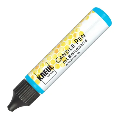 Produktbild von KREUL Candle Pen, Hellblau, Kerzenstift mit feiner Malspitze, mit Bienenwachs, zum Bemalen & Verzieren von Kerzen