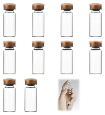 Produktbild von 10 Stück Mini-Glasfläschchen, 10 ml - mit Aluminiumdeckel und Gummidichtung