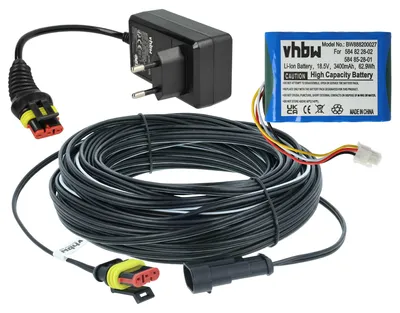 Produktbild von vhbw 1x Netzteil, 1x 3400 mAh Akku, 1x 20 m Niederspannungskabel kompatibel mit Gardena Sileno + R160Li, Sileno City 250 15001, Sileno City Rasenmäher