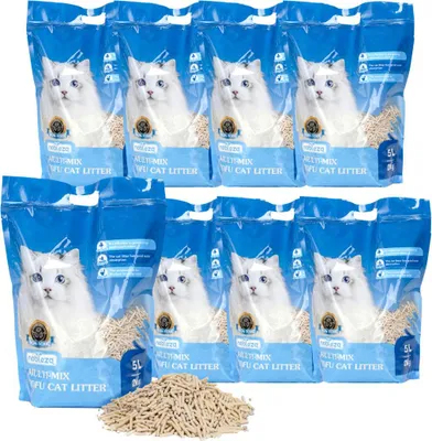 Immagine prodotto di Lettiera bentonitica per gatti con tofu XXL set, 8 x 5 l, 16 kg