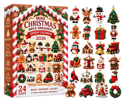 Obrázok produktu pre Xmas Mini Vianočný Adventný Kalendár zo Stavebnice 3D One-piece Brick Ornament Aa06 Univerzálna Veľkosť
