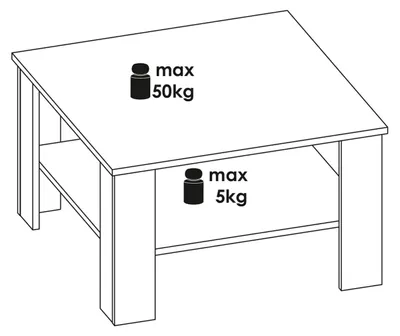 Produktbild von Couchtisch Wohnzimmertisch FELICE in Beton Optik mit Stauraum, 68x68 cm