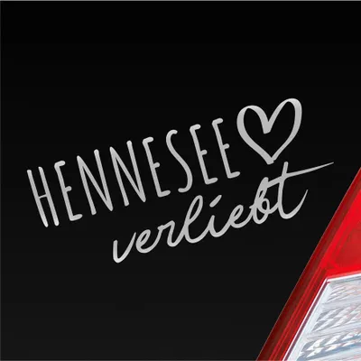 Produktbild von Auto Aufkleber Hennesee verliebt Herz See Sea Liebe Car 19x8 cm Silber Sticker Heckscheibenaufkleber