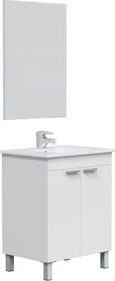 Produktbild von Badezimmer-Set >LC1-60< in weiß glänzend / Spiegel - 60x80x45 (BxHxT)