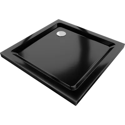 Obrázek produktu pro Mexen Flat čtvercová vanička do sprchového kout slim 100 x 100 cm, Černá, sifon Chromovaná - 40701010