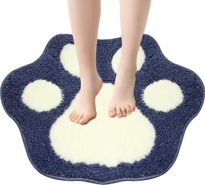 Produktbild von (45×60cm,Blau)Badematte Badteppich aus Mikrofaser Anti Rutsch Pfotenförmig Design Badezimmerteppich Weiche Badevorleger für Badezimmer Kinderzimmer