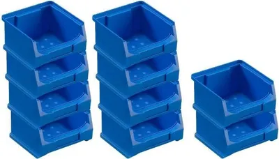 Produktbild von SparSet 10x Blaue Sichtlagerbox 1.0 | HxBxT 6x10x10cm | 0,4 Liter | Sichtlagerbehälter, Sichtlagerkasten, Sichtlagerkastensortiment, Sortierbehälter