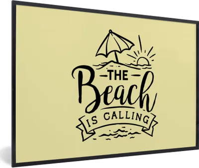 Produktbild von MuchoWow® Gerahmtes Poster Zitate - Strand - Sonnenschirm 90x60 cm - Poster mit Schwarzem Bilderrahmen Wandposter Rahmen Foto Bilder - Fotorahmen - Foto-Plakat