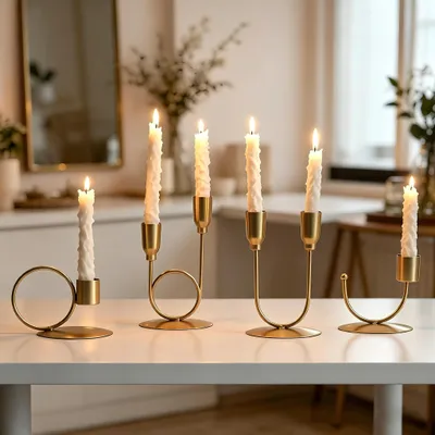 Image de Ensemble de 4 bougeoirs vintage pour la décoration de table