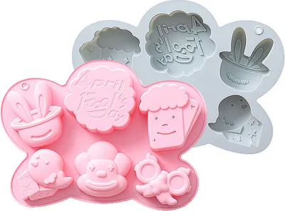 Obrázok produktu pre CANDeal 2 kusy silikónových foriem na čokoládový fondán s klaunom Na torty, fondán, sušienky, piškóty, mydlo, cukor, puding, čokoládu, sladkosti, dezerty, sviečky, dekorácie