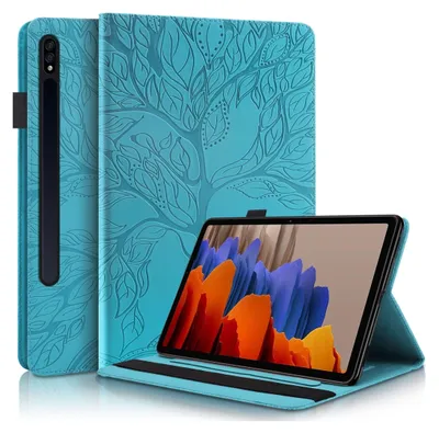 Immagine prodotto di Per Samsung Galaxy Tab S10 Lite / S10 FE / S9 FE Albero Custodia in Pelle finta Blu