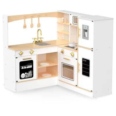 Produktbild von Interaktive Holzküche für Kinder mit LED und Zubehör, XXXL Eck-Design