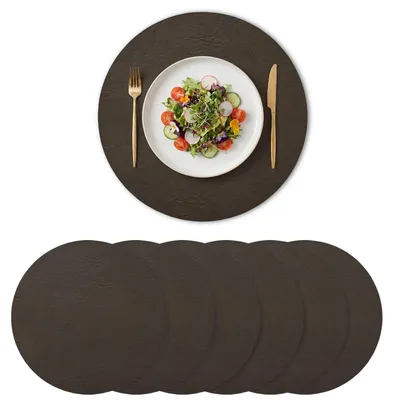 Obrázok produktu pre Sada 6 okrúhlych podložiek zPolyuretánkože 38 cm odolných voči škvrnám a teplu