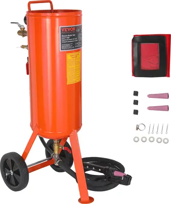 Obrázek produktu pro Mobilní pískovačka VEVOR Pískovací jednotka 37 l 2,3 m pracovní hadice Pískovačka s pracovním tlakem 60-110 PSI ideální pro odstraňování rzi, barev, skvrn a leštění velkých povrchů