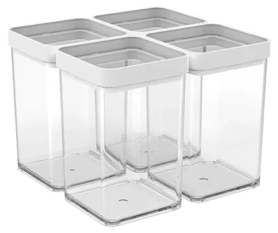 Produktbild von Fera Set Vorratsdose mit Deckel und Dichtung, Kunststoff (SAN) BPA-frei, transparent/weiss (4 x 1 l)