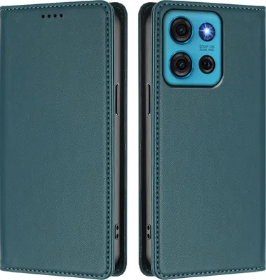Produktbild von Handyhülle für Motorola Moto G75 5G, Kunstleder Klapphülle Stoßfeste Magnetische Hülle mit Ständer Grün