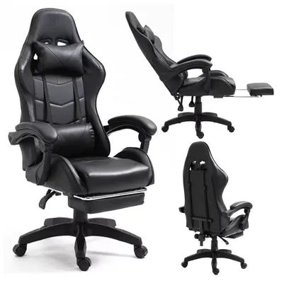 Produktbild von Gaming Stuhl Drehbar Fußstütze Schwarz